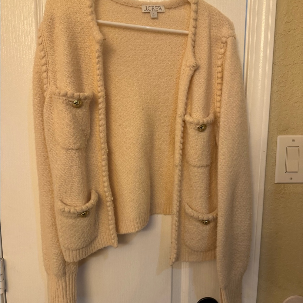 J. Crew Cream Cardigan with Button Details